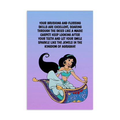 Princess Jasmine | Dental Motivational & Reward Cards- Your Brushing And Flossing Skills Are Excellent!