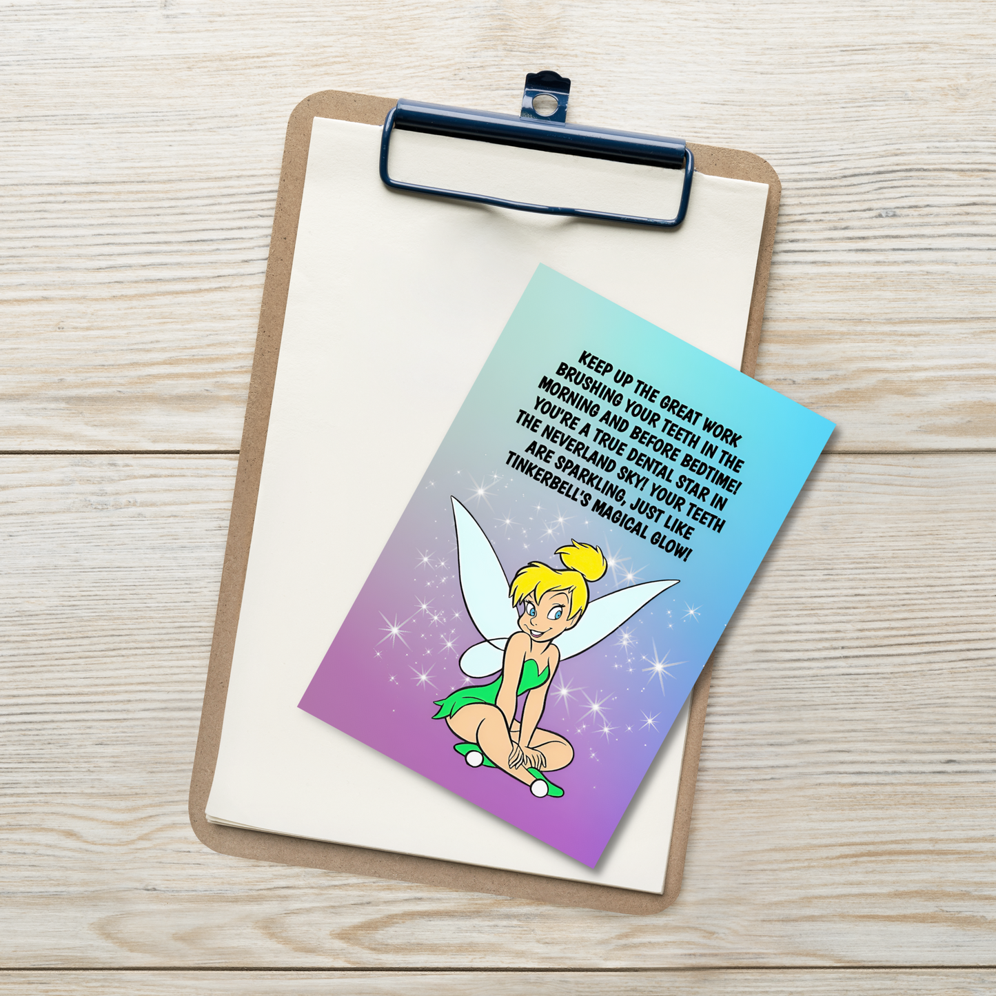 Tinkerbell | Dental Motivational & Reward Cards- Keep Up The Great Work Brushing Your Teeth In The Morning And Before Bedtime!