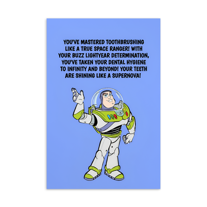 Toy Story Buzz Lightyear Dental Motivational & Reward Cards- You've Mastered Toothbrushing Like A True Space Ranger