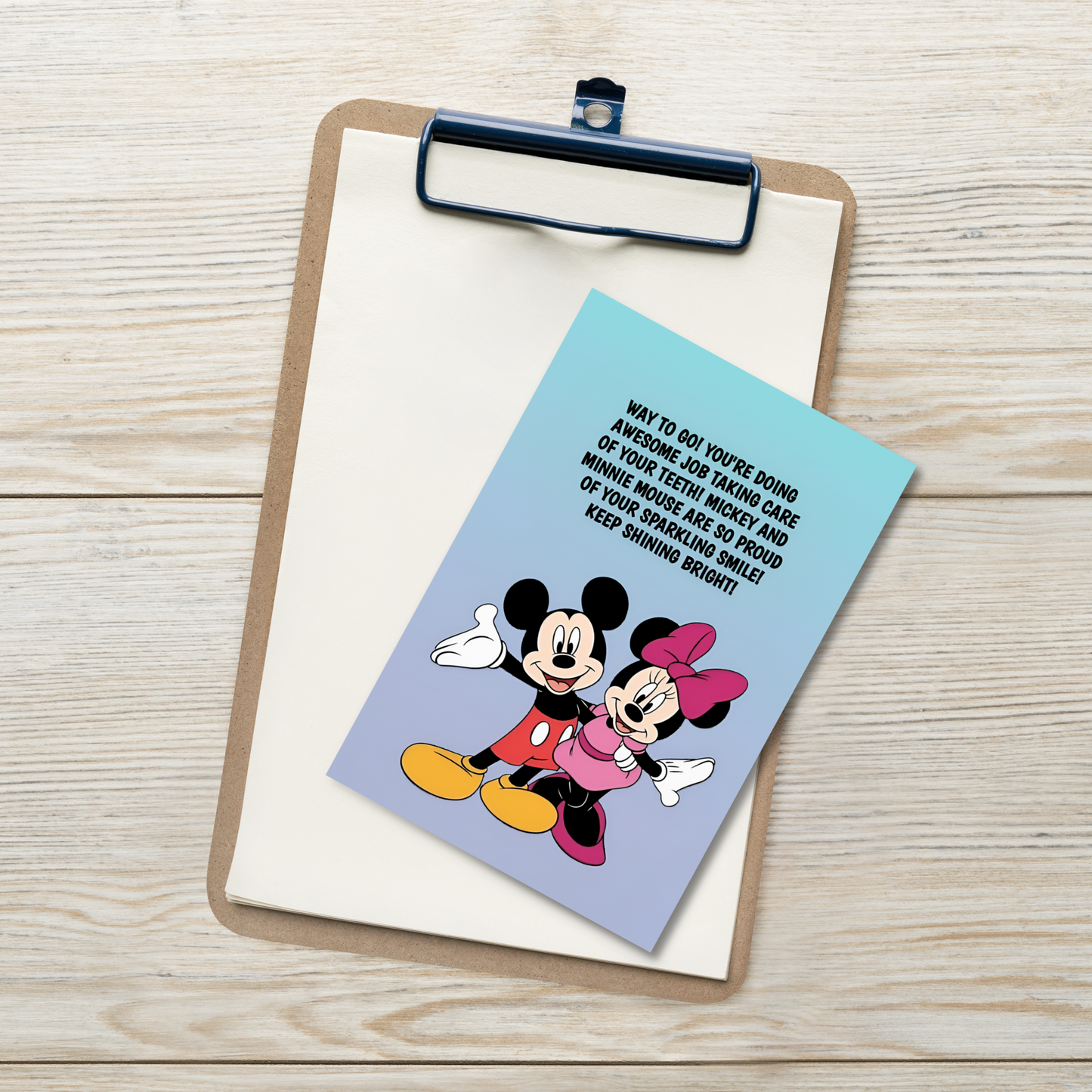 Mickey And Minnie Mouse | Dental Motivational & Reward Cards- Way To Go! You're Doing An Awesome Job Taking Care Of Your Teeth!