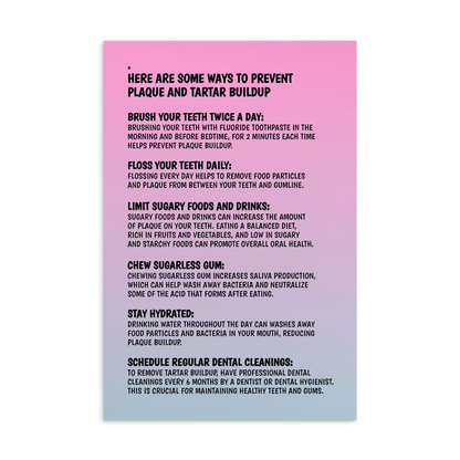 Oral Hygiene Cards-  Ways To Prevent Plaque And Tartar Buildup
