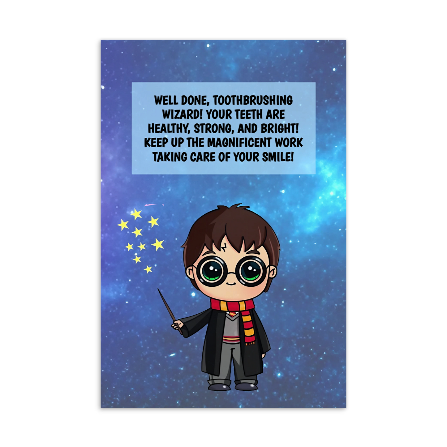 Harry Pottter | Dental Motivational & Reward Cards- Well Done, Toothbrushing Wizard!