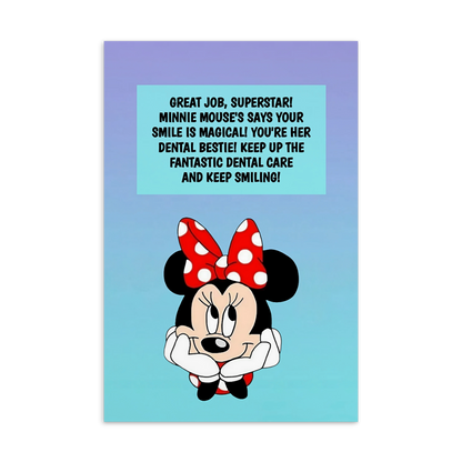 Minnie Mouse | Dental Motivational & Reward Cards- Great Job, Superstar! Minnie Mouse Says  Your Smile Is Magical!