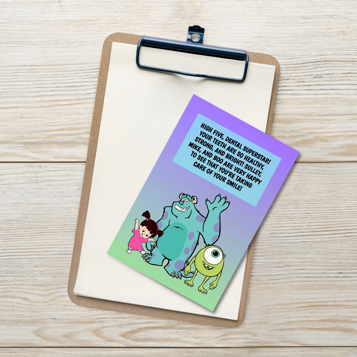 Monsters Inc | Dental Motivational & Reward Cards- High Five, Dental Superstar!