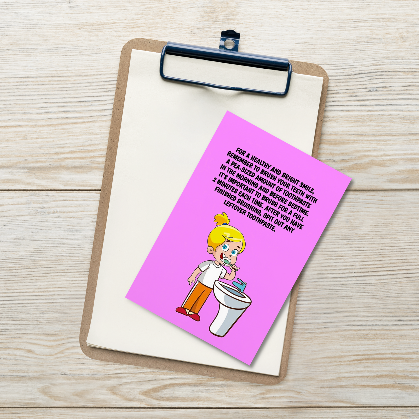Oral Hygiene Cards- For A Healthy And Bright Smile, Remember To Brush Your Teeth With A Pea-sized Amount Of Toothpaste In The Morning And Before Bedtime