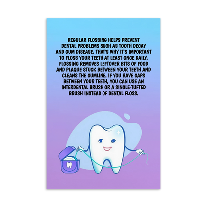 Oral Hygiene Cards-  Regular Flossing Helps Prevent Dental Problens Such As Tooth Decay And Gum Disease