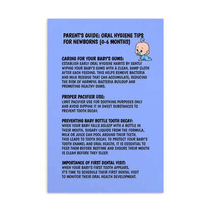 Parent's Dental Care Cards- Parent's Guide: Oral Hygiene Tips For Newborns (0-6 Months)