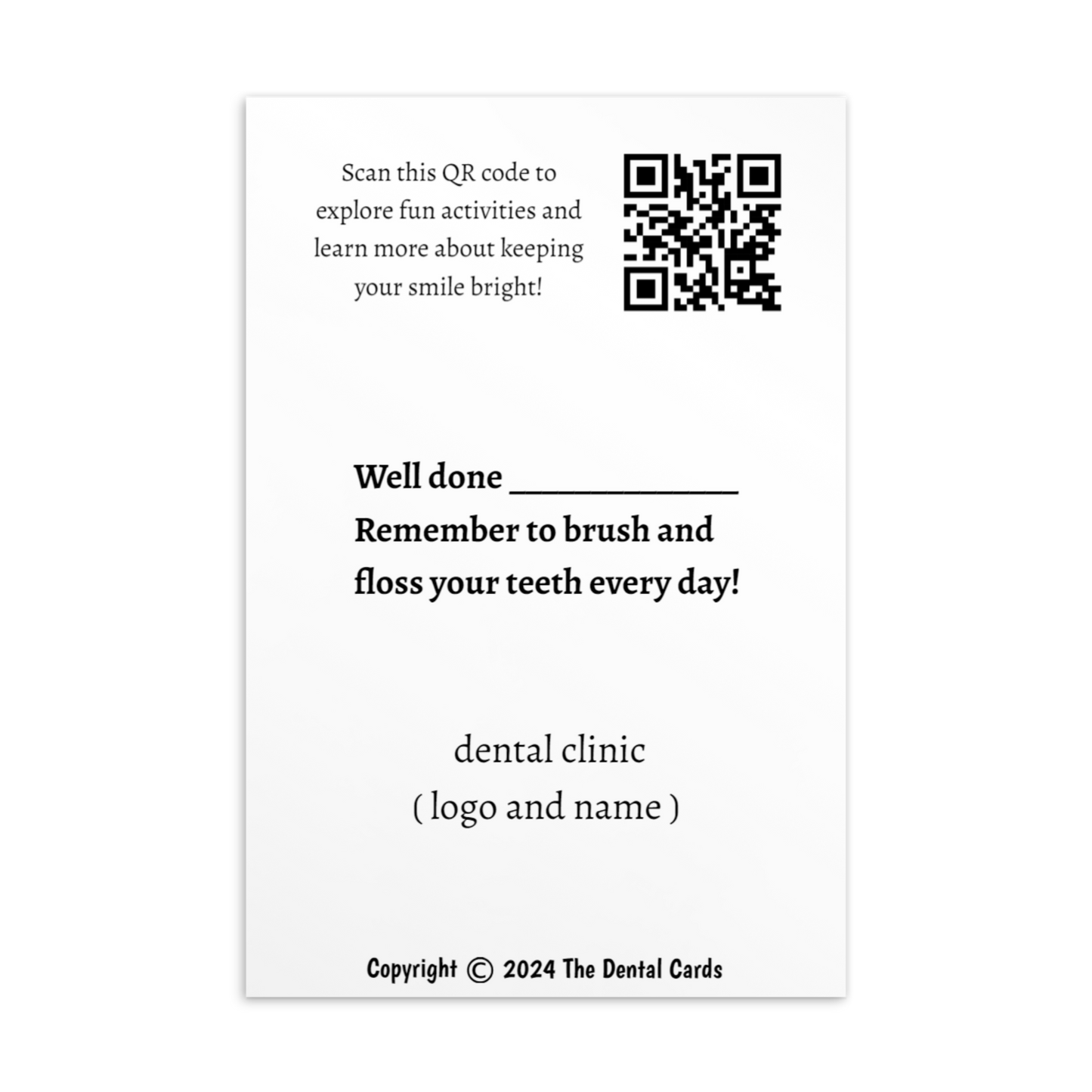 Dental Motivational & Reward Cards- Thank You For Prioritizing Your Smile! Great Job On Completing Your Dental Check-up Today!
