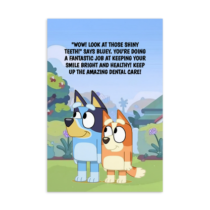 Bluey | Dental Motivational & Reward Cards- "Wow! Look At Those Shiny Teeth!" Says Bluey