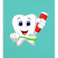 Dental Motivational & Reward Cards- Tooth Putting Toothpaste On Toothbrush (Green Background)