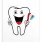 Dental Motivational & Reward Cards- Smiling Tooth Holding A Red Toothbrush (White Background)