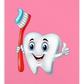 Dental Motivational & Reward Cards- Smiling Tooth Holding A Red Toothbrush (Pink Background)