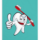 Dental Motivational & Reward Cards- Smiling Tooth Holding A Red Toothbrush (Turquoise Background)