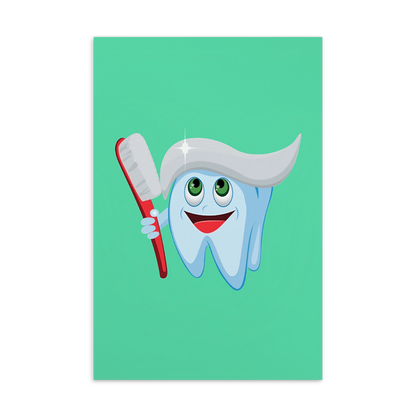 Dental Motivational & Reward Cards- Tooth With Toothpaste Hair Holding Red Toothbrush