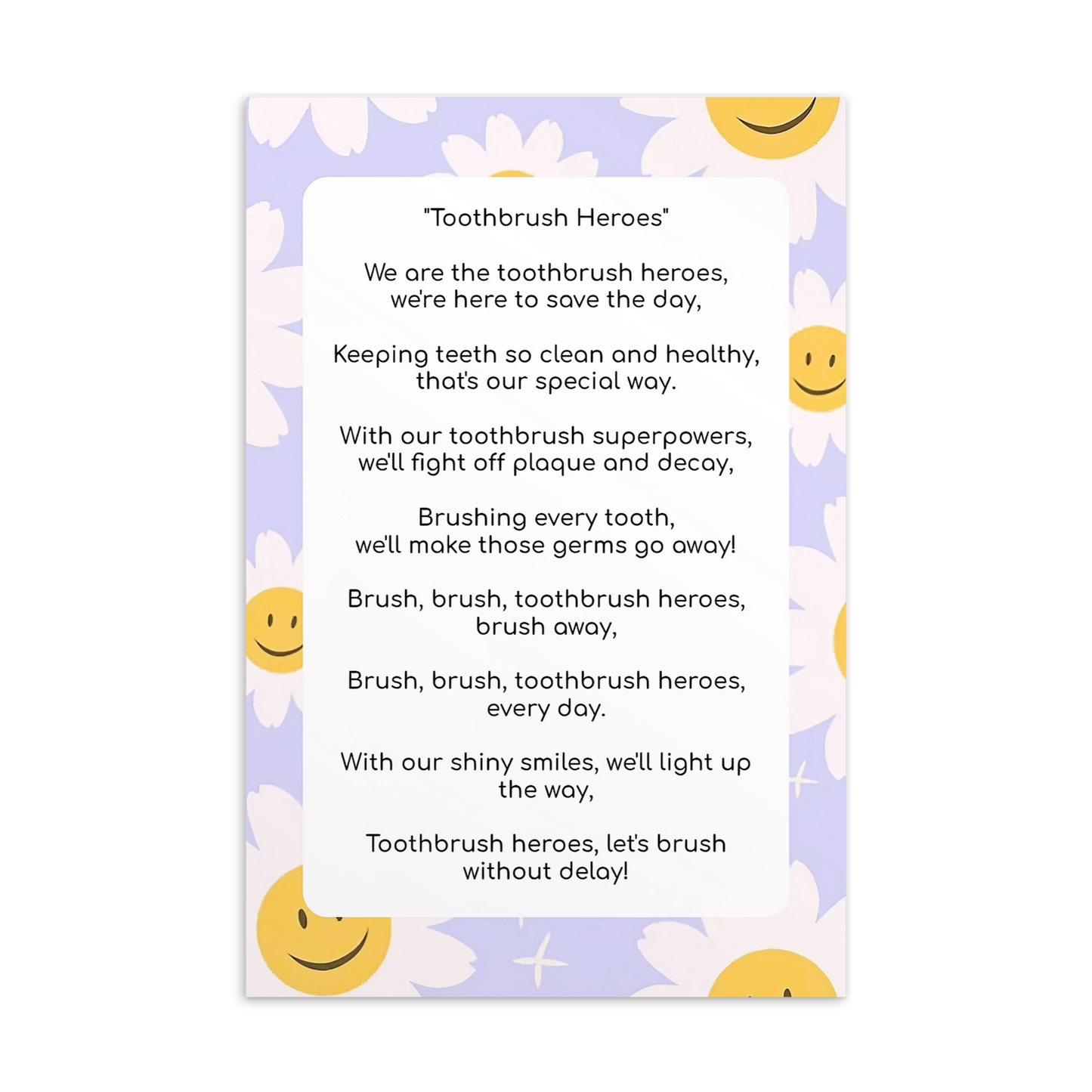 Toothbrushing Song Cards- Tootbrush Heroes