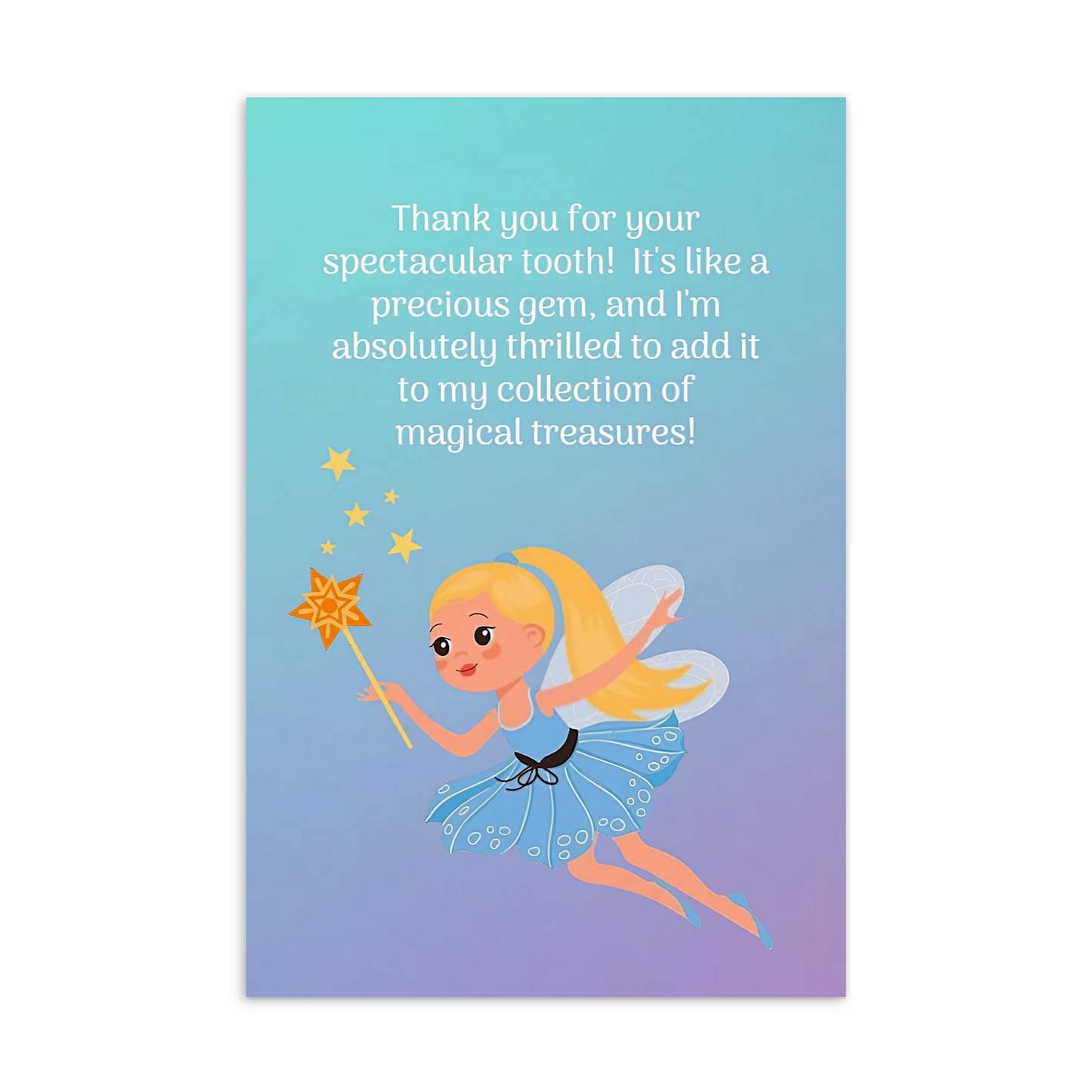 Tooth Fairy Thank You Cards-  Thank You For Your Spectacular Tooth!